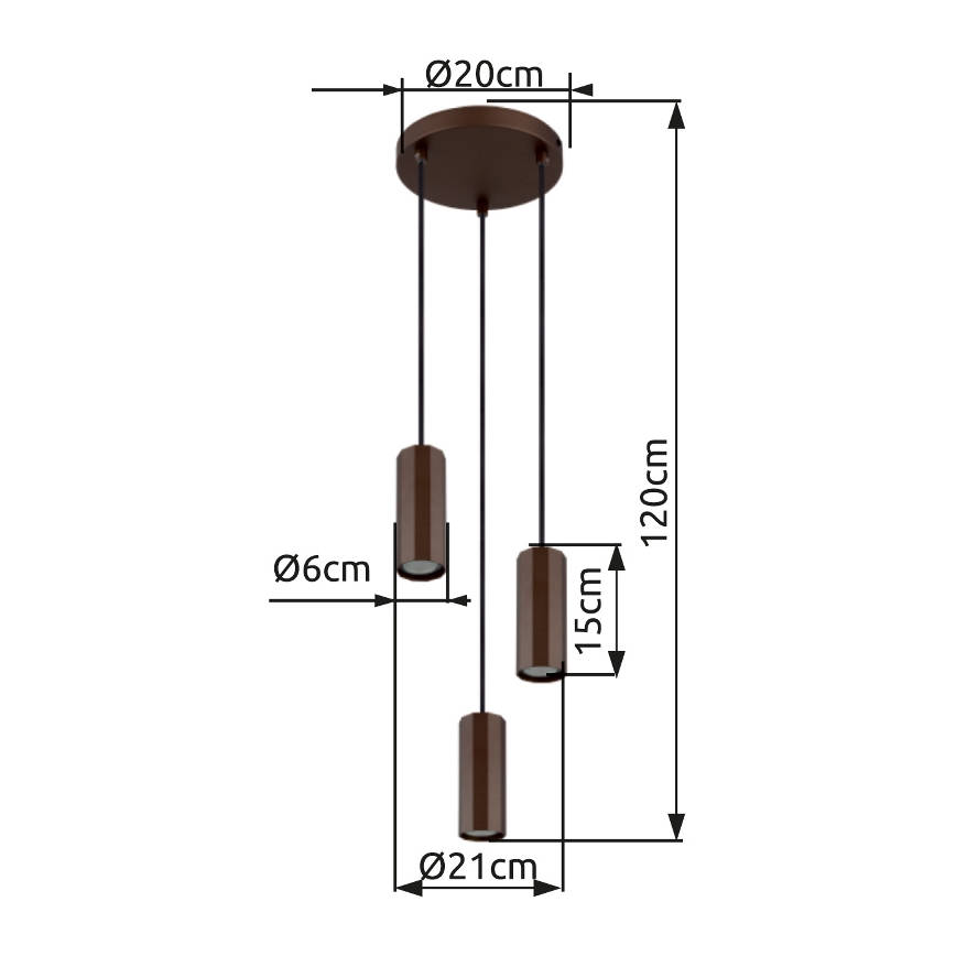 Globo - Csillár zsinóron 3xGU10/25W/230V barna
