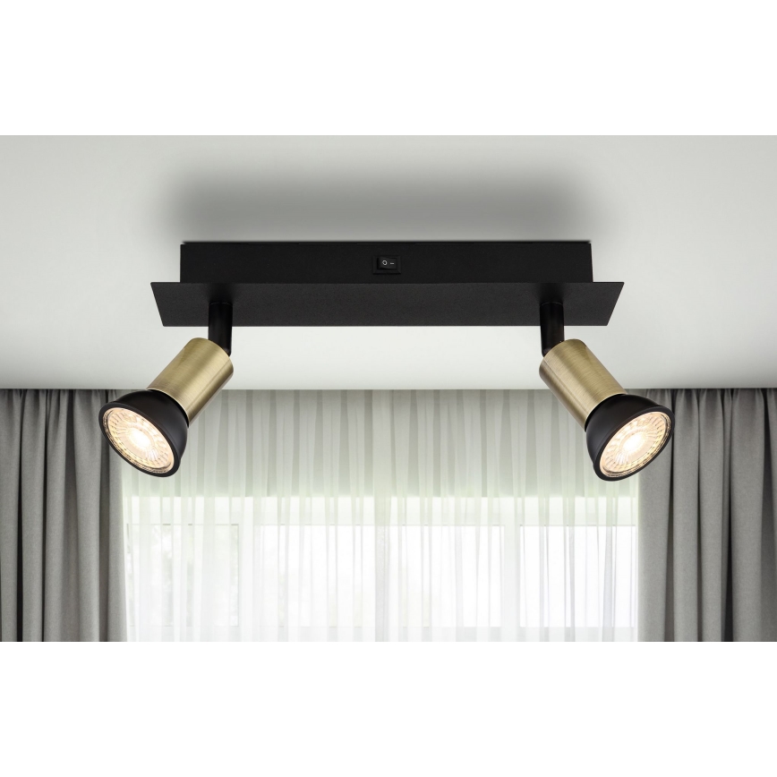 Globo - Spotlámpa 2xGU10/35W/230V fekete/réz