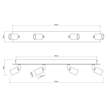 Globo - Spotlámpa 4xGU10/35W/230V fekete/réz