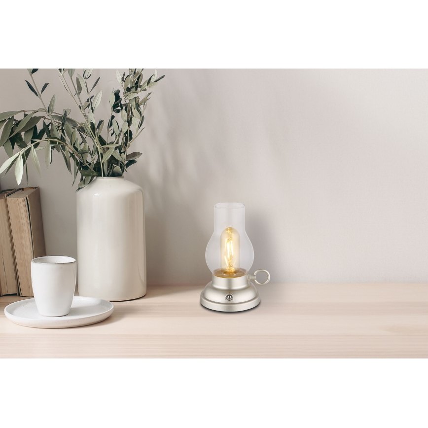 Globo - LED állítható fényerejű, újratölthető érintős asztali lámpa LED/1W/3,7V 1200 mAh matt króm