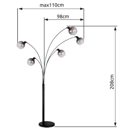 Globo - Állólámpa 5xE27/40W/230V füstös