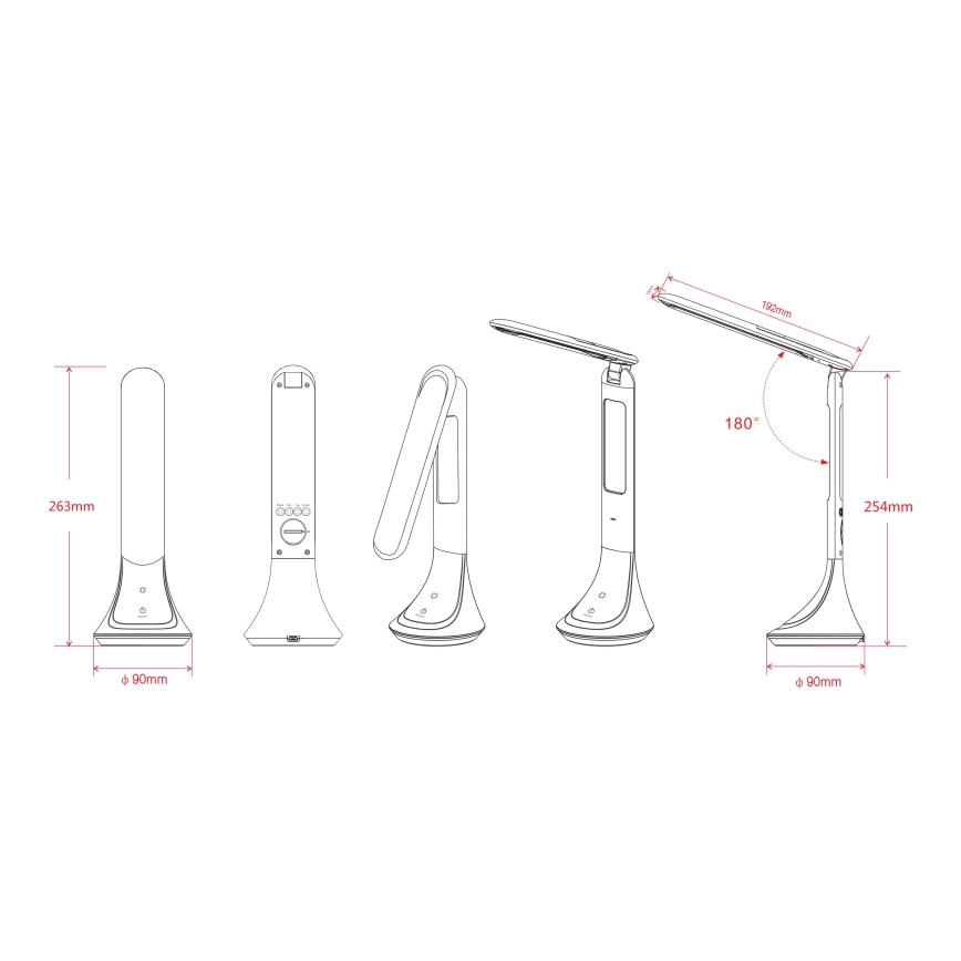Globo - LED dimmelhető, újratölthető asztali lámpa kijelzővel LED/4W/230V 2200 mAh fekete