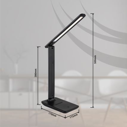 Globo - LED érintésvezérelt, fényerőszabályozható, tölthető asztali lámpa LED/4W/5V 2700/4000/6500K 1800 mAh fekete
