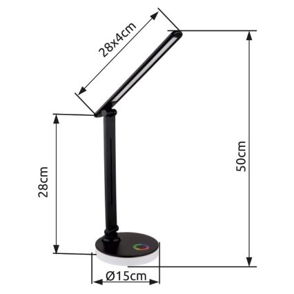 Globo - LED RGBW állítható fényerejű érintős asztali lámpa LED/5W/230V + LED/2W 2700K/4000K/6500K fekete
