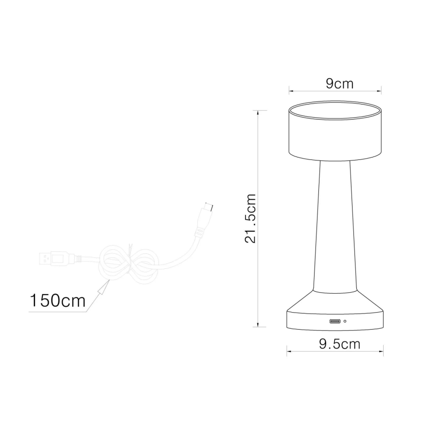 Globo - LED Dimmelhető érintős asztali lámpa LED/1W/3,7V 2700K/4000K/6500K 800 mAh USB arany