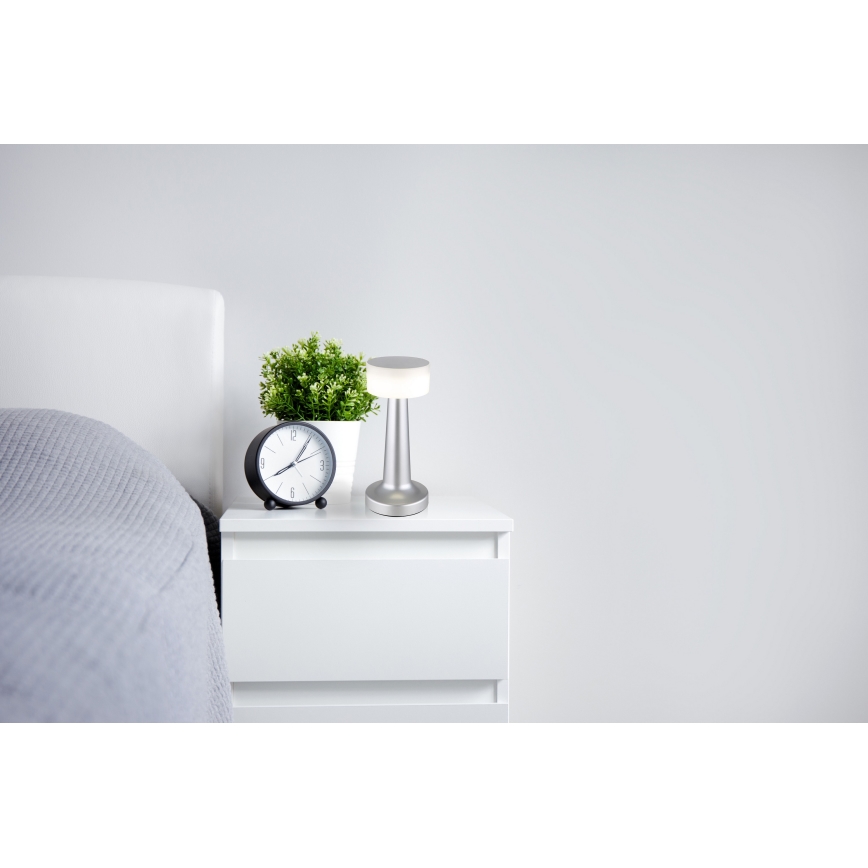 Globo - LED érintőkapcsolós asztali lámpa, állítható fényerővel LED/1W/3,7V 2700K/4000K/6500K 800 mAh USB matt króm