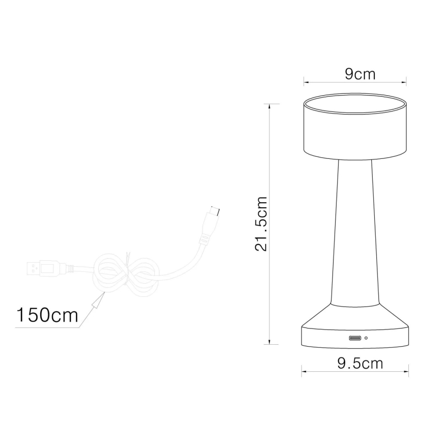 Globo - LED érintőkapcsolós asztali lámpa, állítható fényerővel LED/1W/3,7V 2700K/4000K/6500K 800 mAh USB matt króm