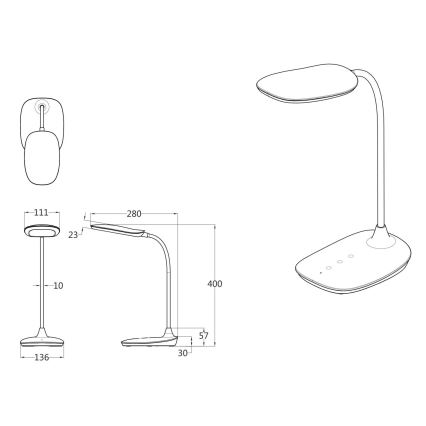 Globo - LED Dimmelhető érintős asztali lámpa LED/9W/230V 3000K/4000K/6500K CRI 90 fekete