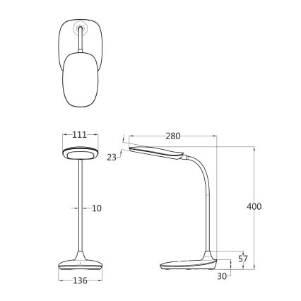Globo - LED Dimmelhető érintős asztali lámpa LED/9W/230V 3000K/4000K/6500K CRI 90 fehér
