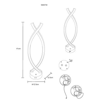 Globo - LED érintésvezérelt asztali lámpa, állítható fényerővel LED/1W/3,7V 3000K 1800 mAh USB fehér