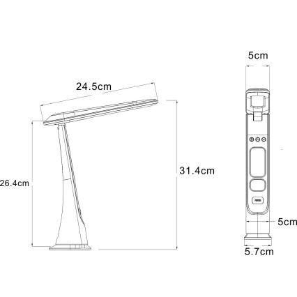 Globo - LED fényerőszabályozható érintős tölthető asztali lámpa LED/2W/5V 3000/4000/5000K 1800 mAh