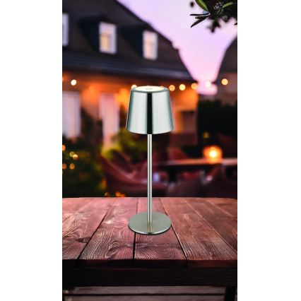 Globo - LED érintéses, dimmelhető, újratölthető asztali lámpa LED/2W/3,7V 3000/4000/6000K 2200 mAh fényes króm