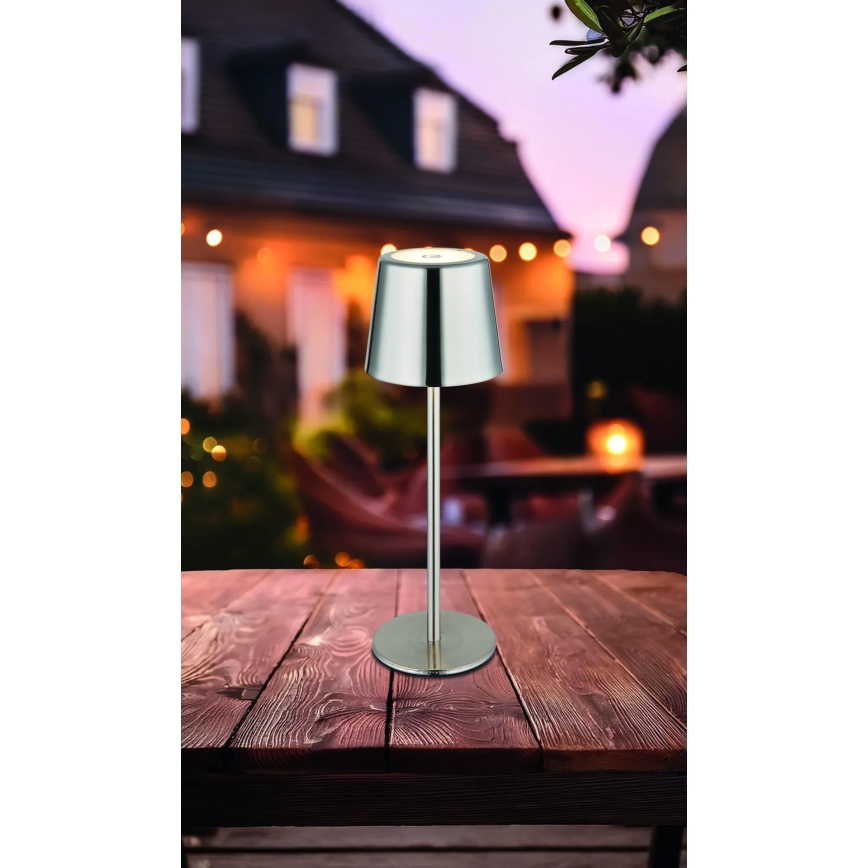 Globo - LED érintéses, dimmelhető, újratölthető asztali lámpa LED/2W/3,7V 3000/4000/6000K 2200 mAh fényes króm