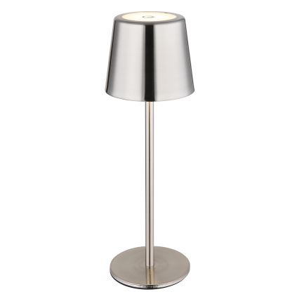 Globo - LED érintéses, dimmelhető, újratölthető asztali lámpa LED/2W/3,7V 3000/4000/6000K 2200 mAh fényes króm