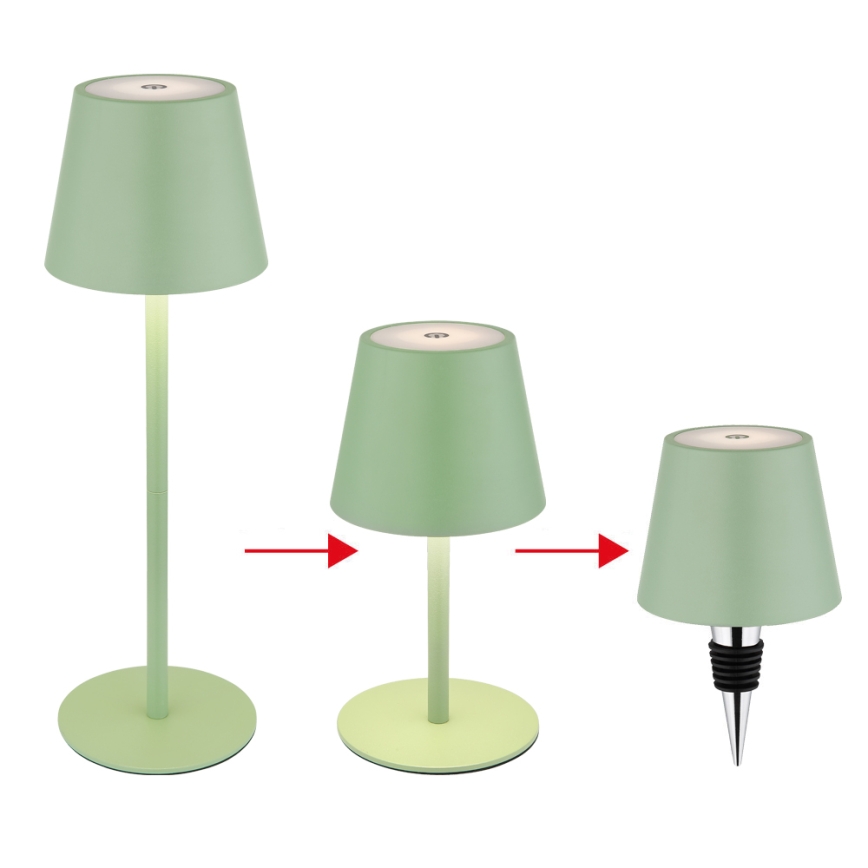 Globo - LED dimmelhető érintésvezérelt tölthető kültéri asztali lámpa 3 az 1-ben LED/3W/5V 3000/4000/5000K IP54 1800 mAh zöld