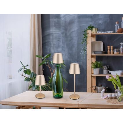 Globo - LED dimmelhető érintéses tölthető kültéri asztali lámpa 3 az 1-ben LED/3W/5V 3000/4000/5000K IP54 1800 mAh sárgaréz