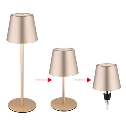 Globo - LED dimmelhető érintéses tölthető kültéri asztali lámpa 3 az 1-ben LED/3W/5V 3000/4000/5000K IP54 1800 mAh sárgaréz