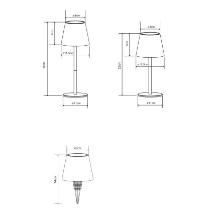 Globo - LED dimmelhető érintéses tölthető kültéri asztali lámpa 3 az 1-ben LED/3W/5V 3000/4000/5000K IP54 1800 mAh sárgaréz