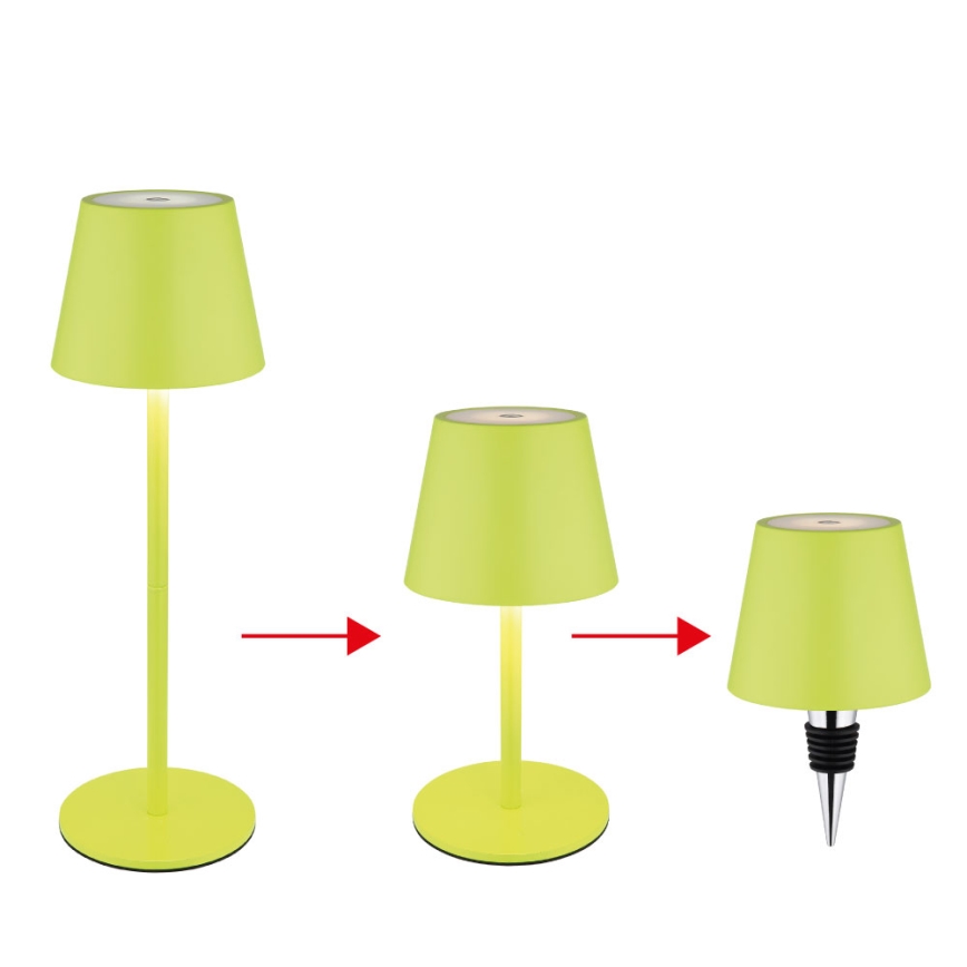 Globo - LED dimmelhető érintős tölthető kültéri asztali lámpa 3 az 1-ben LED/3W/5V 3000/4000/5000K IP54 1800 mAh zöld