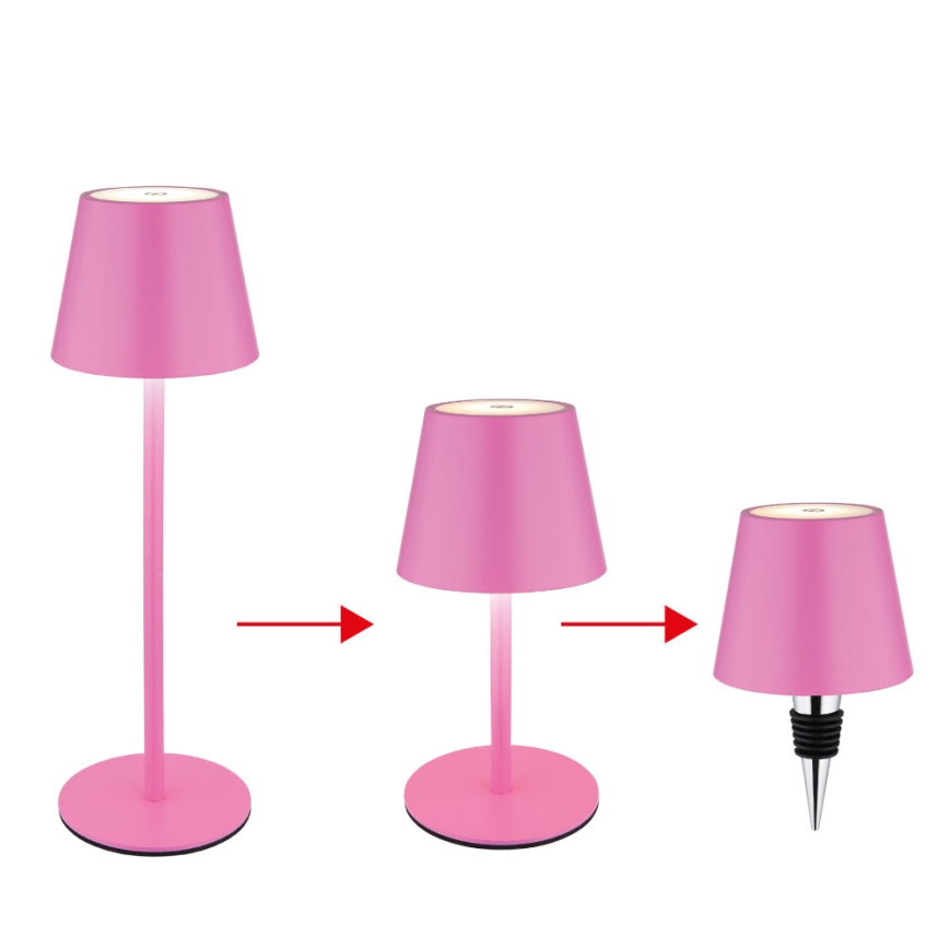 Globo - LED dimmelhető érintéses újratölthető kültéri asztali lámpa 3 az 1-ben LED/3W/5V 3000/4000/5000K IP54 1800 mAh rózsaszín