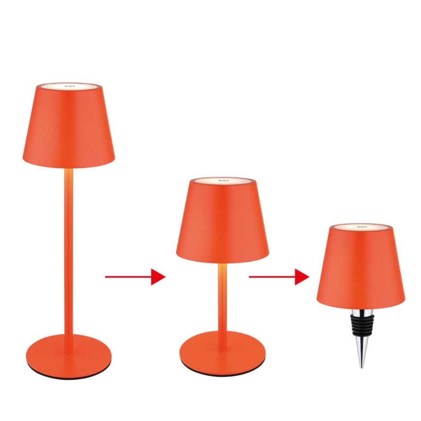 Globo - Dimmelhető, érintésvezérelt tölthető kültéri asztali lámpa 3 az 1-ben LED/3W/5V 3000/4000/5000 K IP54 1800 mAh piros