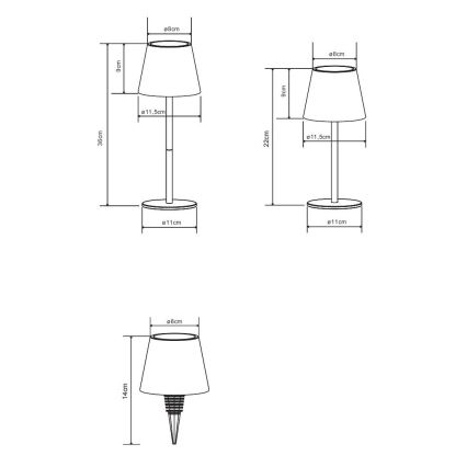 Globo - Dimmelhető, érintésvezérelt tölthető kültéri asztali lámpa 3 az 1-ben LED/3W/5V 3000/4000/5000 K IP54 1800 mAh piros