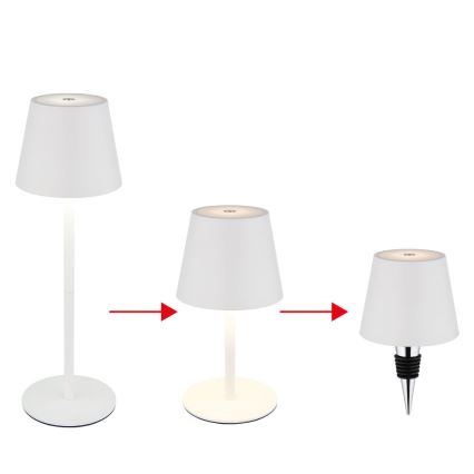 Globo - LED fényerőszabályozható érintésvezérlésű újratölthető kültéri asztali lámpa 3 az 1-ben LED/3W/5V 3000/4000/5000K IP54 1800 mAh fehér
