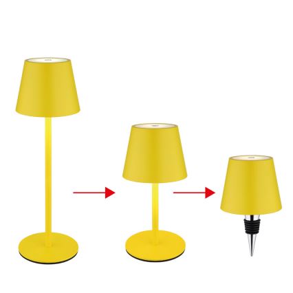 Globo - LED fényerőszabályozható, érintésvezérlésű, tölthető kültéri asztali lámpa 3 az 1-ben LED/3W/5V 3000/4000/5000K IP54 1800 mAh sárga