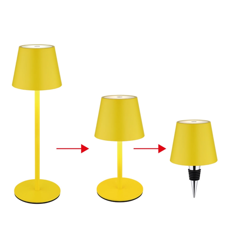 Globo - LED fényerőszabályozható, érintésvezérlésű, tölthető kültéri asztali lámpa 3 az 1-ben LED/3W/5V 3000/4000/5000K IP54 1800 mAh sárga
