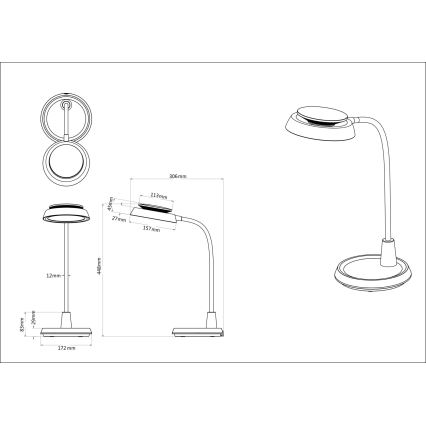 Globo - érintőkapcsolós, dimmelhető LED asztali lámpa LED/12W/230V 3000/4000/6500K fekete