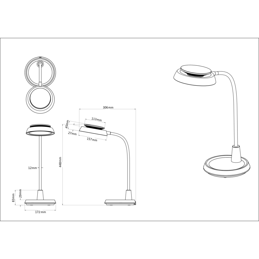 Globo - érintőkapcsolós, dimmelhető LED asztali lámpa LED/12W/230V 3000/4000/6500K fekete