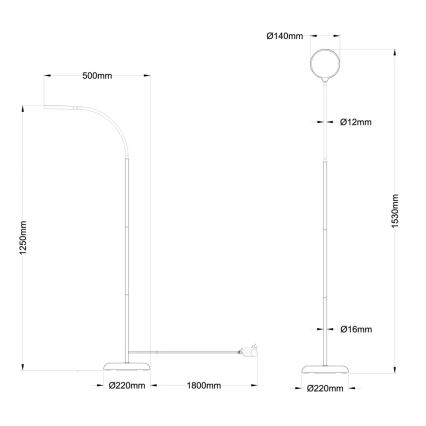 Globo - LED dimmelhető, érintésvezérlésű állólámpa LED/8W/230V 2700K/4000K/6500K fekete
