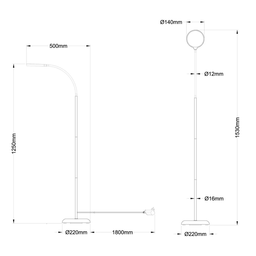 Globo - LED dimmelhető, érintésvezérlésű állólámpa LED/8W/230V 2700K/4000K/6500K fekete