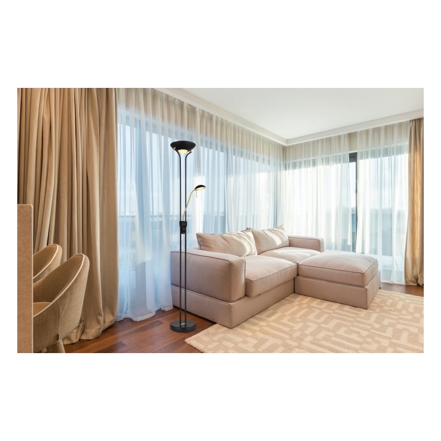 Globo - LED állítható fényerejű állólámpa LED/20W/230V + LED/5,5W 3000K fekete/arany