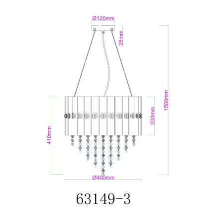 Globo - Csillár zsinóron 3xE27/40W/230V átm. 40 cm