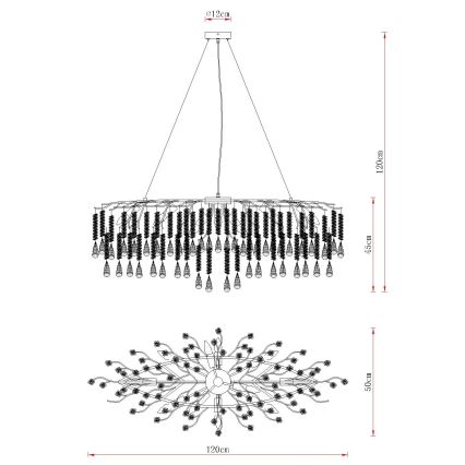 Globo - Kábelen függesztett csillár, 12x E14/40W/230V