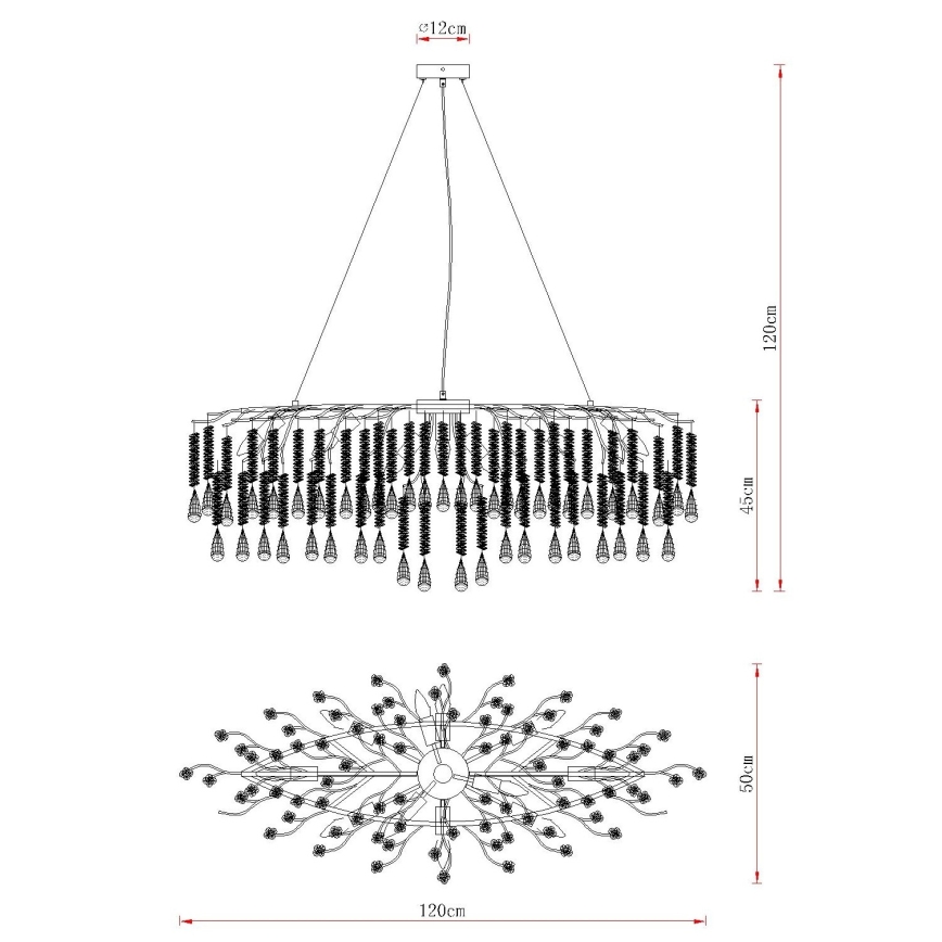 Globo - Kábelen függesztett csillár, 12x E14/40W/230V