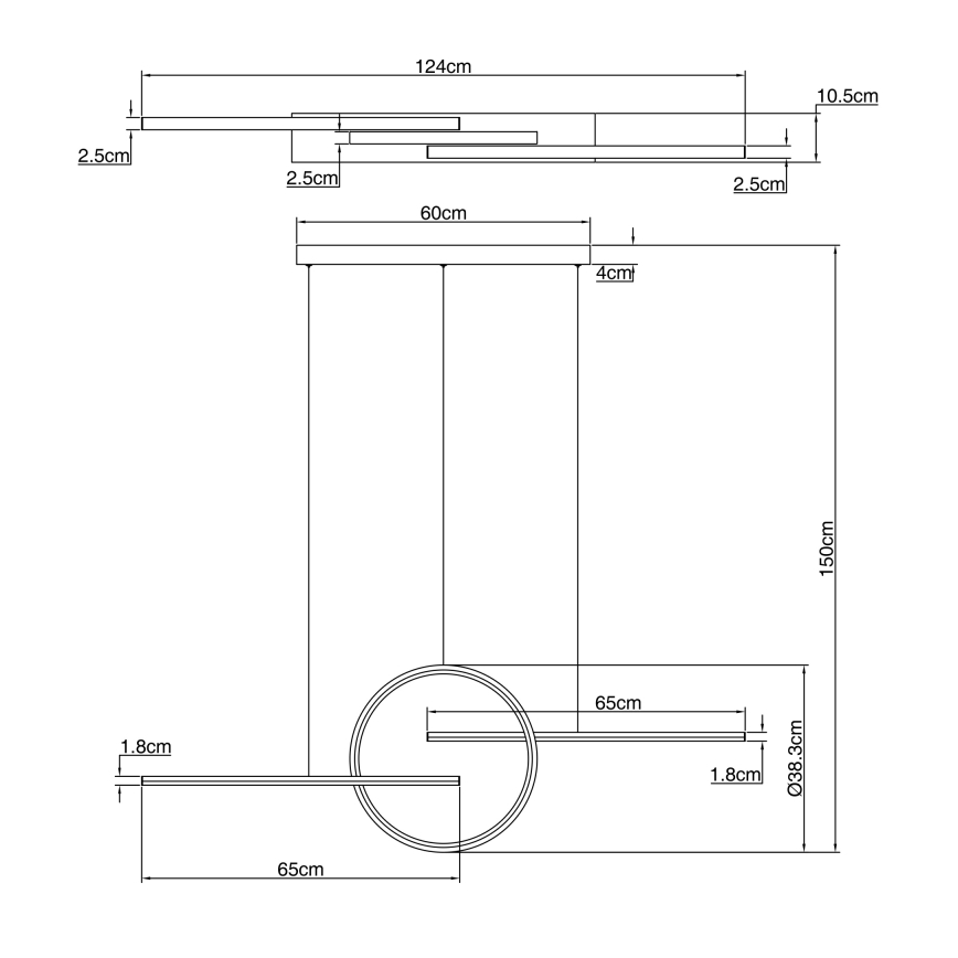 Globo 67121-50W - Szabályozható LED csillár zsinóron BARRAL LED/50W/230V + távirányító
