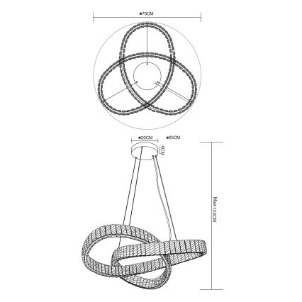 Globo - LED állítható fényerejű csillár kábelre szerelve LED/110W/230V 2700-6000K átm. 78 cm + távirányító