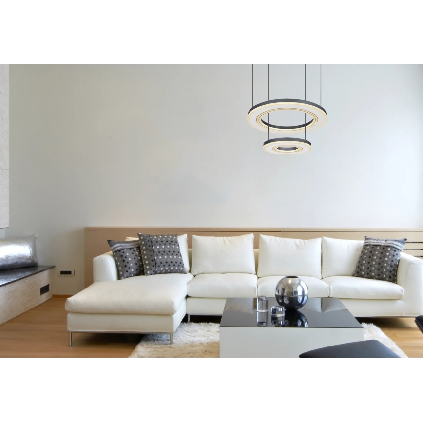 Globo - LED Dimmelhető csillár zsinóron LED/50W/230V 2700-6000K átm. 50 cm fekete + távirányítás