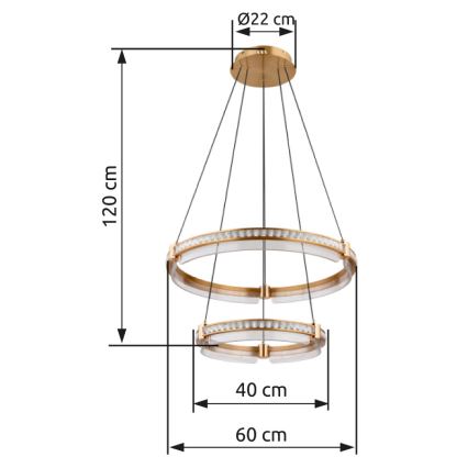 Globo - LED állítható fényerejű kristály csillár kábellel LED/78W/230V 2700K-6000K + távirányító