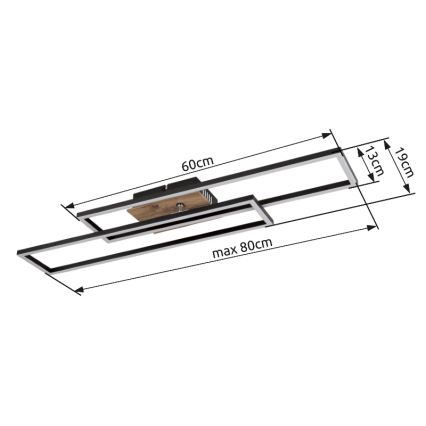 Globo - LED Mennyezeti lámpa LED/30W/230V 3000K 60x80 cm fekete