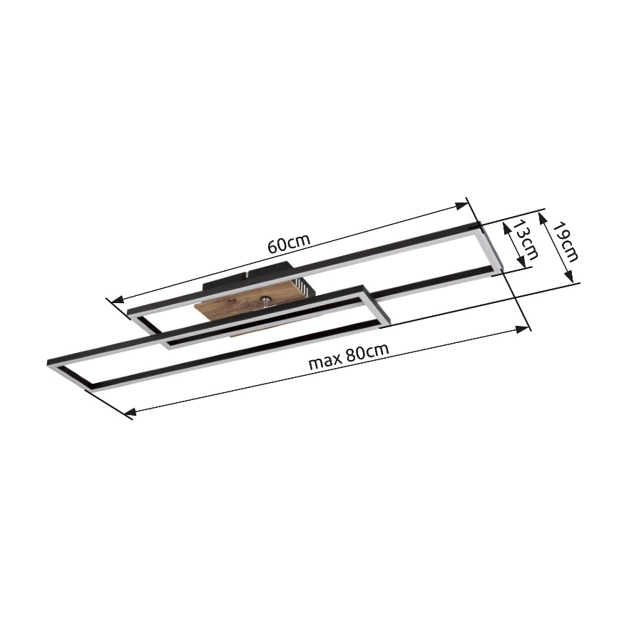 Globo - LED Mennyezeti lámpa LED/30W/230V 3000K 60x80 cm fekete