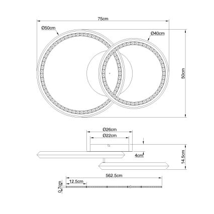 Globo - fényerőszabályozható LED mennyezeti lámpatest LED/50W/230V 2700-6000K 50x75 cm + távirányító
