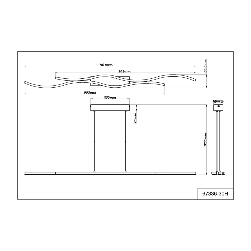 Globo - LED Csillár zsinóron LED/30W/230V 3000K fekete