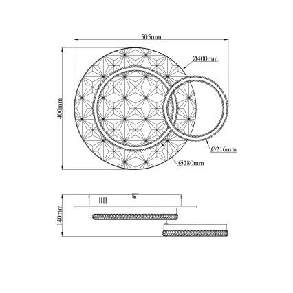 Globo - LED Mennyezeti lámpa LED/24W/230V 3000K 40x50,5 cm fekete/arany
