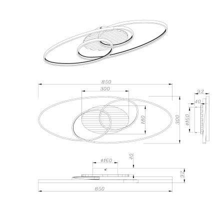 Globo - LED mennyezeti lámpatest LED/40W/230V 3000K 85x30 cm