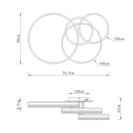 Globo - Dimmelhető LED mennyezeti lámpatest LED/72W/230V 2700-6000K ezüstszínű + távirányító
