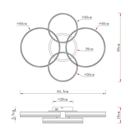 Globo - LED Fényerőszabályozható mennyezeti lámpatest LED/90W/230V 2700-6000K ezüstszínű + távirányító