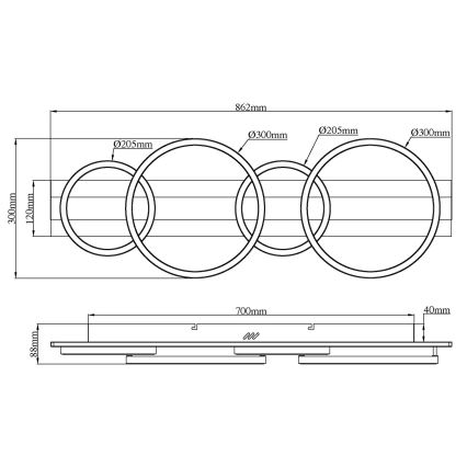 Globo - LED mennyezeti lámpa LED/55W/230V 4000K 30x86,2 cm